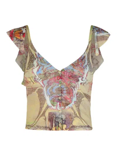 Diesel Fiore Multicolor Cotton Blend Top