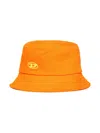 Diesel Fisherman Hat In Gabardine Branded With Oval D Logo In Orange