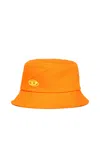 Diesel Fisherman Hat In Gabardine Branded With Oval D Logo In Orange