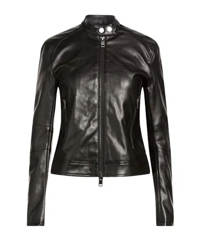 Diesel Fitted Biker Jacket In Black