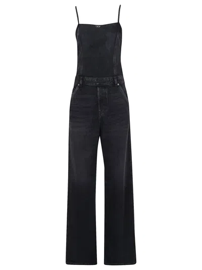 Diesel Fitted Black Jumpsuit With Wide-leg Silhouette