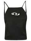 Diesel T-wilight Black Top With Halterneck And Oval D Logo Plaque On The Front In Wool Blend Woman In Black