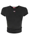 Diesel Womens 02a T-bunny-tail Wrap-around Cotton-jersey T-shirt In Black
