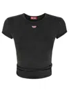 Diesel Fitted Black Top With Unique Tie Detail In Black