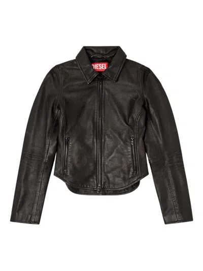 DIESEL FITTED BLACK WOOL OUTERWEAR WITH CLASSIC COLLAR