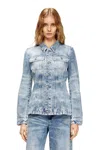 Diesel Fitted Jacket In Lasered Cotton-hemp Denim In Blue