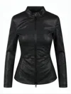 Diesel Fitted Lambskin Leather Jacket With High Collar In Multi