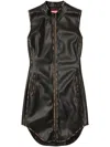 Diesel Fitted Midi Dress With Zipper Closure And Piping Details In Black