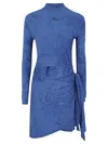 Diesel Chenille-effect Mini Dress With Sarong-style Skirt In Blue