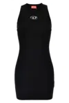 Diesel M-caddix Black Dress With Oval D Logo Plaque On The Front In Viscose Blend Woman