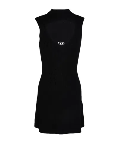 Diesel Fitted Sleeveless Knit Dress In Black