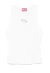 Diesel Sleeveless Ribbed Knit Top With Metallic Logo Detail