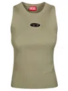 Diesel Fitted Sleeveless Top With Ribbed Texture In Green