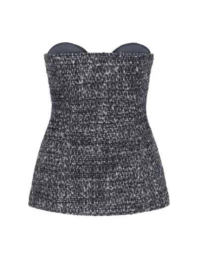 DIESEL FITTED STRAPLESS TOP WITH TEXTURED BOUCLE