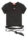 Diesel Womens 02a T-bunny-tail Wrap-around Cotton-jersey T-shirt In Black