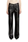 Diesel Faux Leather Wide Leg Trousers Belt Loops In Black