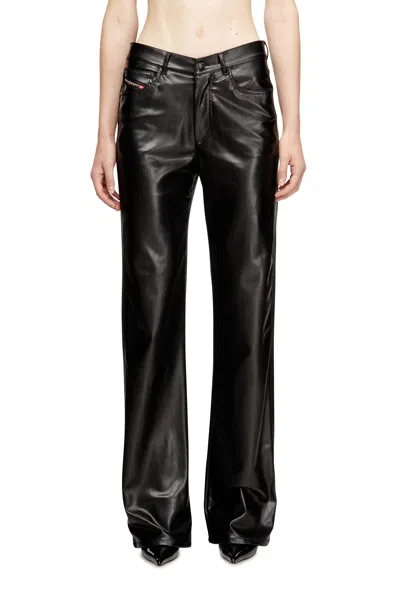 Diesel Five Pocket Pants In Coated Fabric In Black