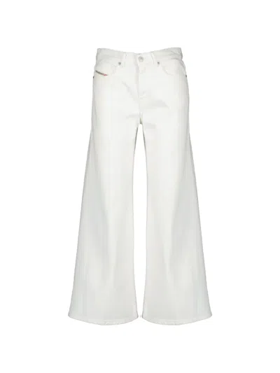 Diesel Five-pocket Wide-leg Jeans In White