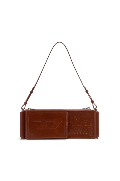 Diesel Flag-d-modular Logo-embossed Shoulder Bag In Brown