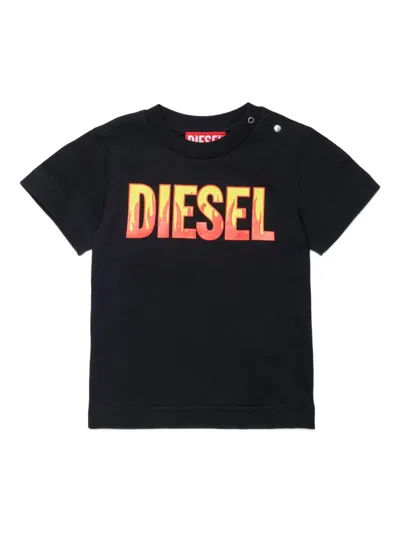 Diesel Babies' Flame-logo T-shirt In Black