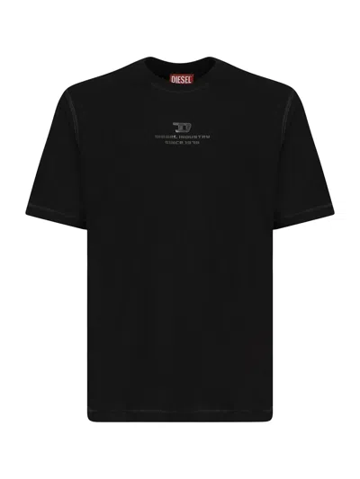 Diesel Flamed T-shirt With Logo In Black