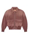 Diesel Jacket In Coloured Herringbone Denim In Pink