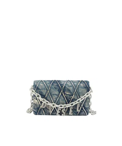Diesel Flap Wallet With Chain In Blue