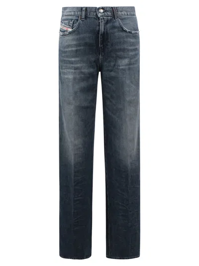 Diesel Belt Loops Faded Effect Five-pocket Trousers In Blue