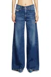 Diesel 'd-sire 1996' Blue Jeans With Wide Leg And Logo Patch On The Rear In Blue