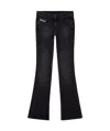 Diesel Flared Cotton Blend Jeans In Black