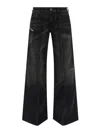 Diesel Flared Cotton Jeans In Black