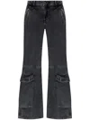 Diesel Flared Distressed Trousers Zip Pockets