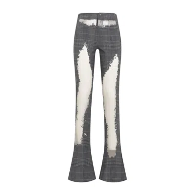Diesel Flared Grey Jeans With Artistic Brushstroke Patterns