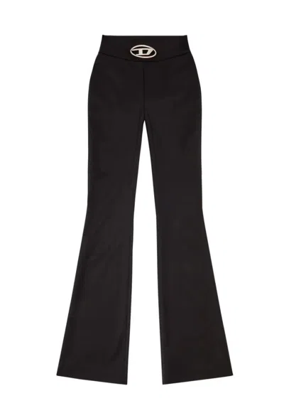 Diesel Flared High-waist Trousers In Black
