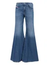 Diesel High-waisted Flared Jeans With Vintage-inspired Finish In Blue