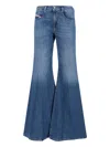 Diesel High-waisted Flared Jeans With Vintage-inspired Finish In Blue