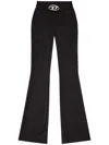 Diesel 'p-erseus' Black Flared Pants With Oval D Logo Plaque On The Front In Wool Blend Woman In Black