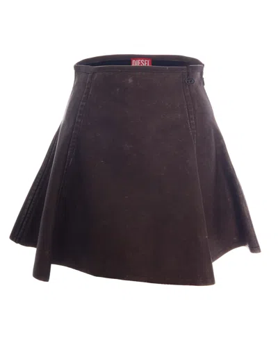 Diesel Flared Mini Skirt In Chocolate
