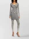 Diesel Flared Mini Skirt Faded Effect In Gray