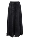 Diesel Full Skirt In Lasered Cotton-hemp Denim In Black