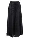Diesel Full Skirt In Lasered Cotton-hemp Denim In Black