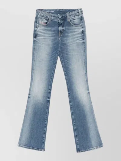 Diesel Flared Trousers Five Pockets Belt Loops In Blue