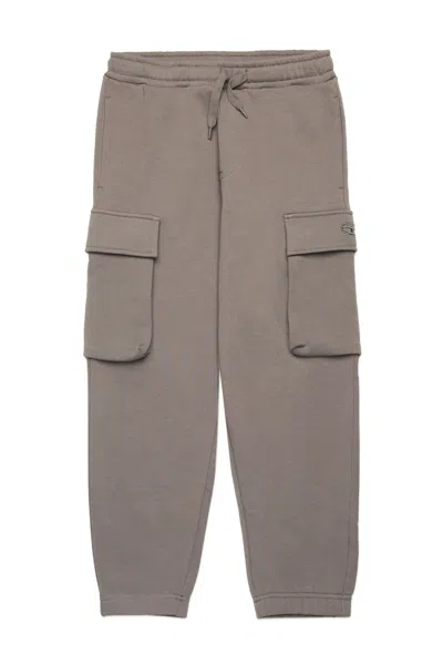 Diesel Kids' Pantaloni Cargo In Felpa Con Logo Oval D In Grey
