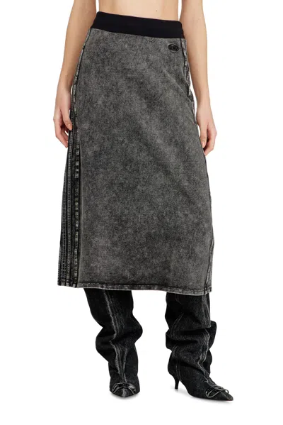 Diesel O-ermy Side Stripe Straight Midi Skirt In Gray