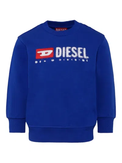 Diesel Kids' Fleece Crew-neck Sweatshirt In Blue