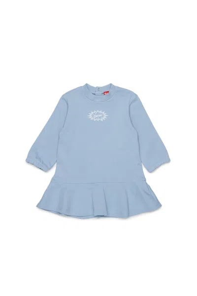 Diesel Kids' Fleece Dress With Logo In Blue