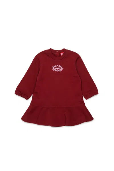 Diesel Kids' Fleece Dress With Logo In Red