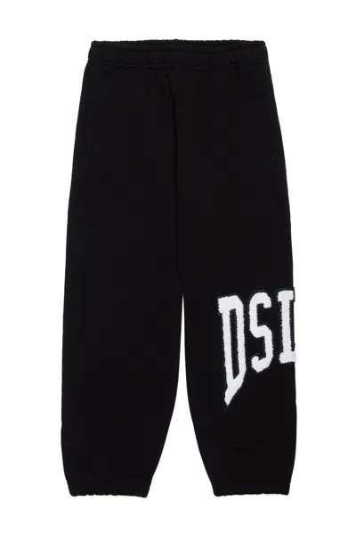 Diesel Kids' Fleece Jogger Pants With Dsl78 Graphics In Black