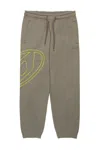 Diesel Fleece Jogger Pants With Maxi Oval D Logo In Grey