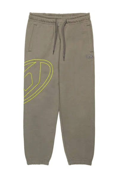 Diesel Kids' Fleece Jogger Pants With Maxi Oval D Logo In Grey